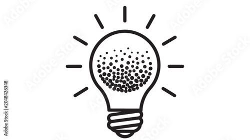 Tableau sur toile Light Bulb Icon with Dust Texture and Glowing Rays Symbolizing Creativity, Innov