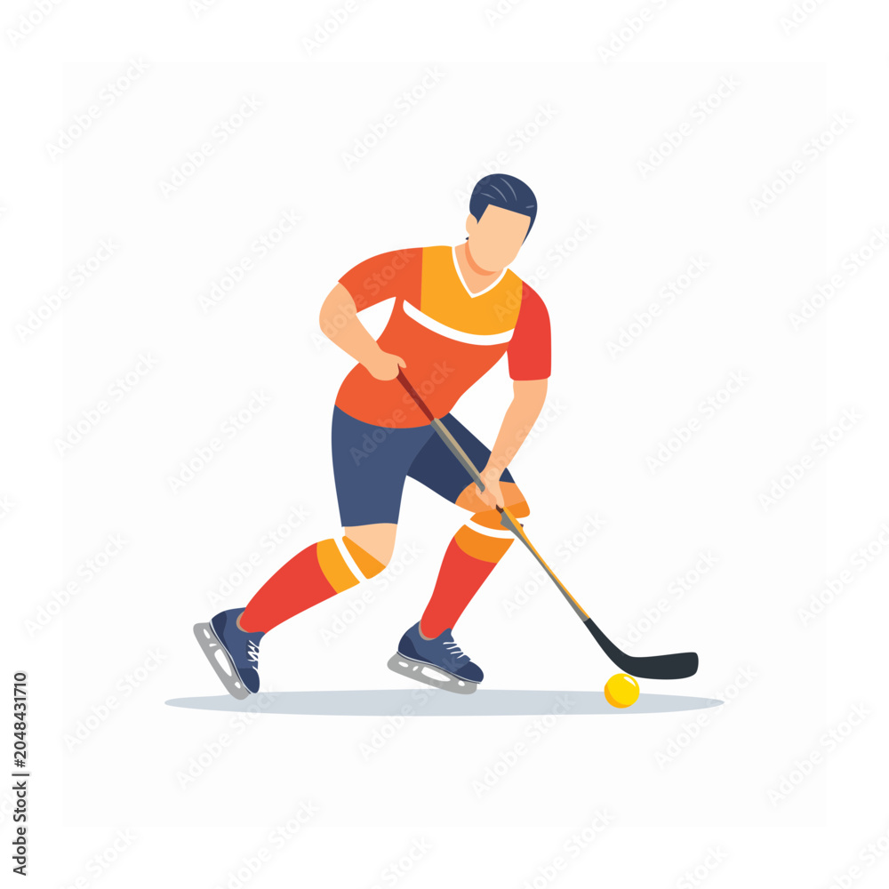 Obraz premium Flat design ice hockey player with puck