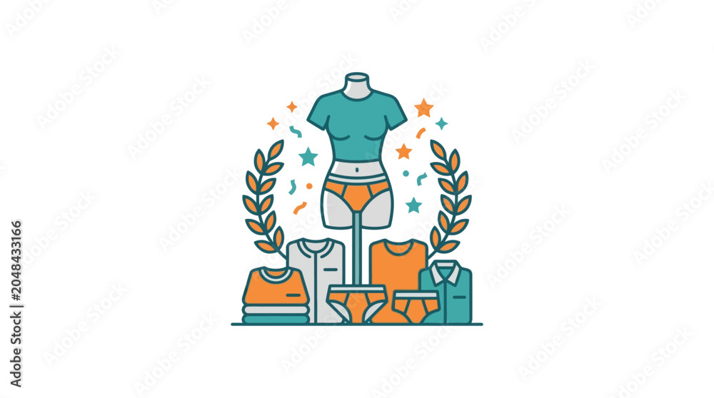 Fototapeta premium Stylish Apparel Display with Colorful Elements