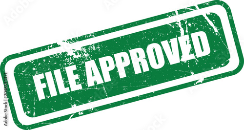 Photos File approved stamp graphic green grunge texture for document verification and o