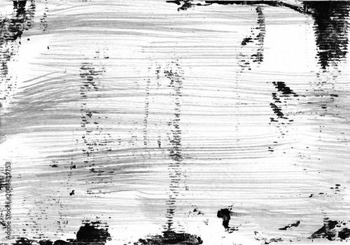 Distressed grunge texture with black ink brush strokes, weathered monochrome abstract background, vintage paper with messy paint splatters