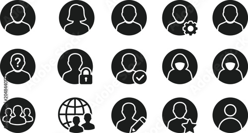 Bild auf Leinwand User Profile Icon Set Vector Illustration
