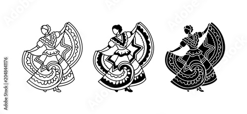 Foto Folkloric Dancer Vector Icons, Traditional Costume, Festive Celebration Graphics