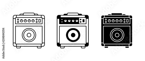 Obraz na płótnie Guitar Amplifier Icons, Music Equipment Vector Set, Vintage Sound System Graphic