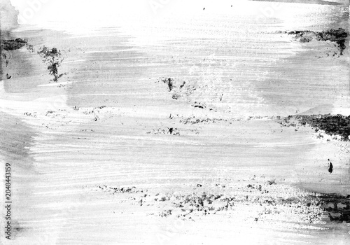 Cuadro en lienzo Abstract black and white paint texture, expressive ink brush strokes on paper, m