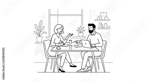 Two people discussing ideas in a modern caf? setting