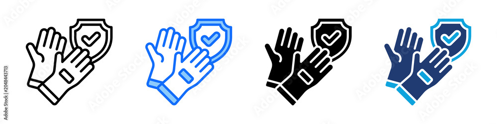 Fototapeta premium Safety Gloves Icon Set Multi Style Vector Illustration