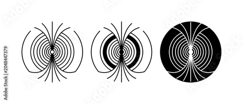 Schilderij op canvas Magnetic Field Lines, Abstract Science Icons, Physics Concepts, Vector Art