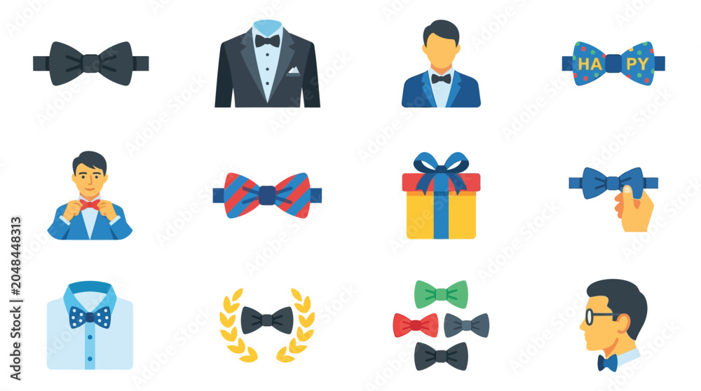 Fototapeta premium Various Bow Ties and Formal Attire Icons
