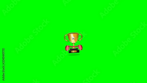 Celebratory Trophy Award Scene View Front Center Gold Trophy Achievement