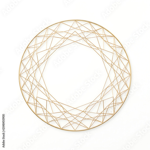 Intricate gold-toned geometric web pattern forming a circular shape with radial symmetry.