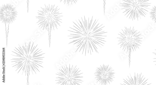 Bild auf Leinwand Seamless pattern featuring delicate hand drawn dandelion flower heads on white background