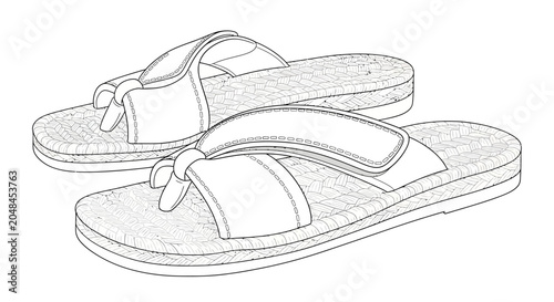 Foto A pair of casual flip flop sandals illustrated in a simple line art style