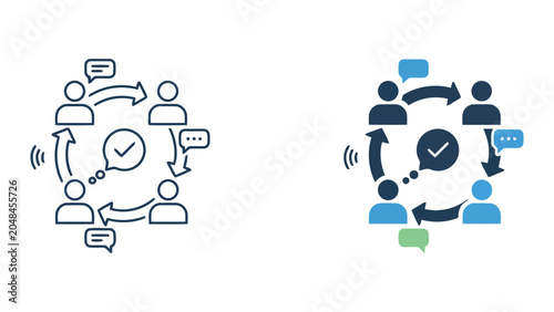 Fotografía Team consensus and collaborative decision making icon set with feedback loop and