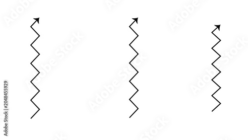 Quadro su tela Zigzags point upward in three separate vertical sequences arranged across a clear white canvas surface