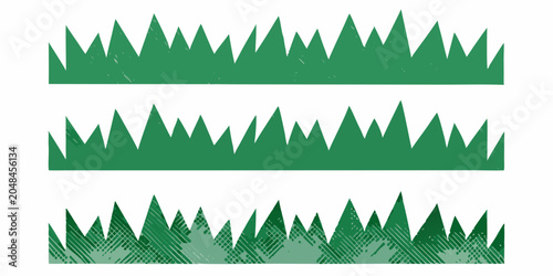 Tableau sur toile Green Grass Silhouettes On White Background Four Variations