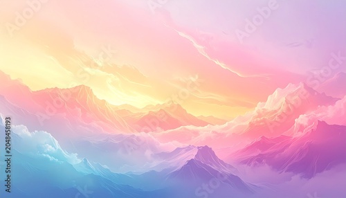 Dreamy Pastel Landscape - A Symphony of Colors in the Sky.