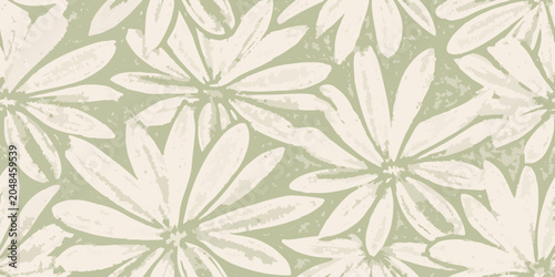 Fotografija Floral ornament pattern with pale green and off white coloration