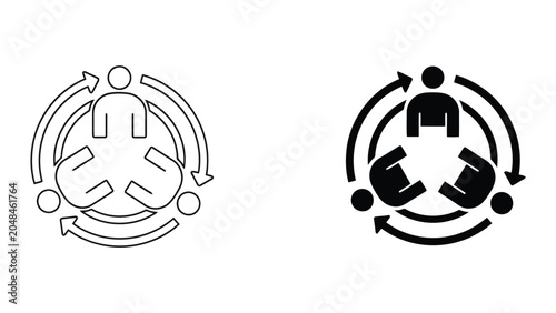 Foto Team circular interaction icon representing consensus and collaborative group di