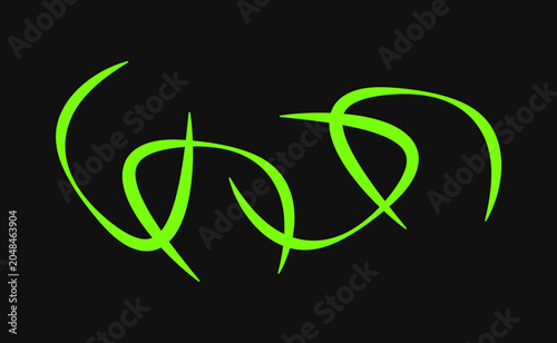 Dynamic neon green abstract line art featuring intricate intersecting curves and organic shapes isolated on black background for modern digital graphic design and visuals.