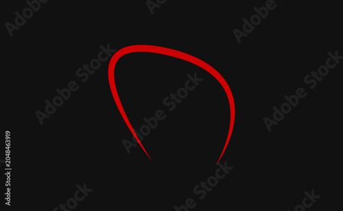 Minimalist red glowing arc on black background simple curved neon light line for modern graphic design projects elegant minimalist digital illustration with vivid crimson color.