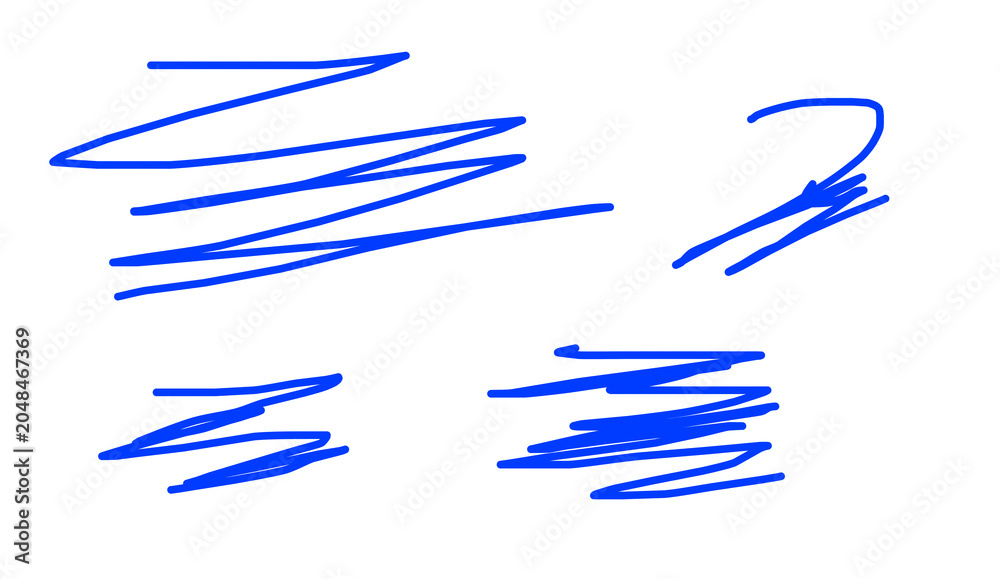 Fototapeta premium Blue scribbles on white background abstract drawing