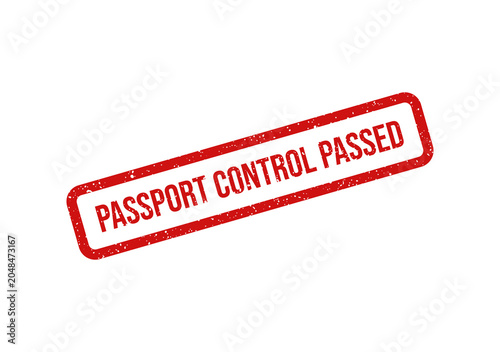 Passport control stamp with passed approval text