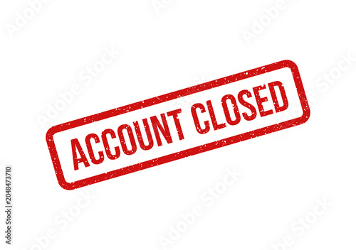 Red account closed stamp on white background