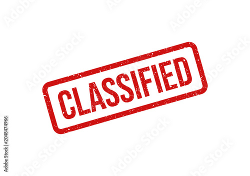 Red classified stamp with bold white text