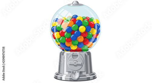 Schilderij op canvas Colorful gumball machine filled with assorted candy balls isolated on white back