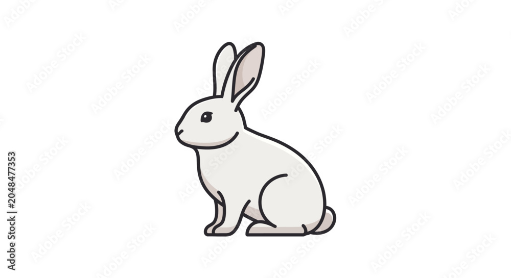 Obraz premium White rabbit illustration isolated on white background profile view