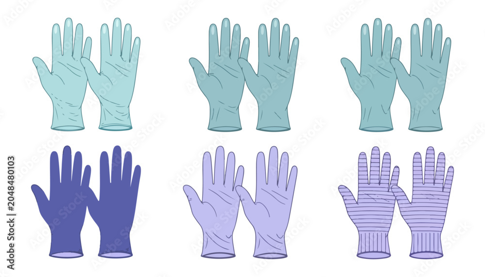 Fototapeta premium Various types of protective gloves