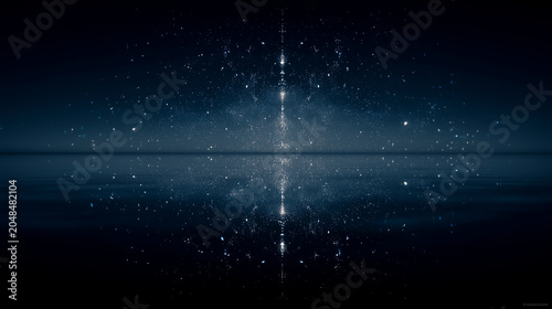 Stars reflected symmetrically on still dark water for wallpaper