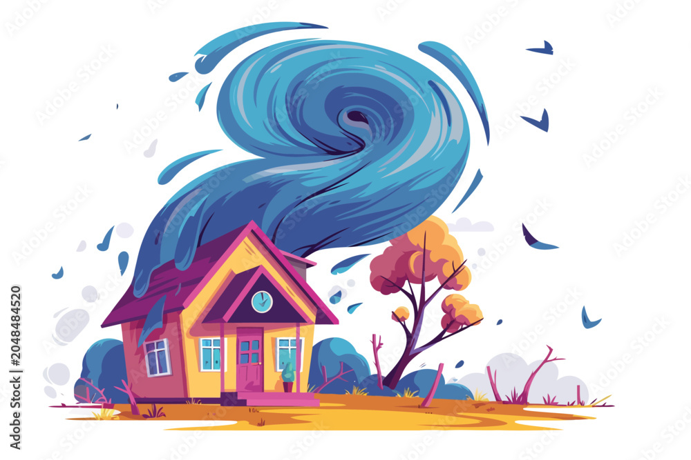 Obraz premium House in tornado isolated