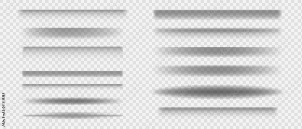 Naklejka premium Shade shadow effect of different shapes oval and rectangular, Realistic soft gray shadows of paper boxes set