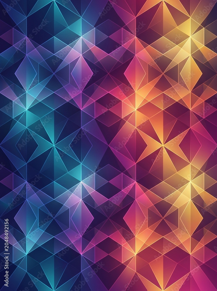 Obraz premium Vibrant Geometric Abstract Background with Glowing Polygon Pattern