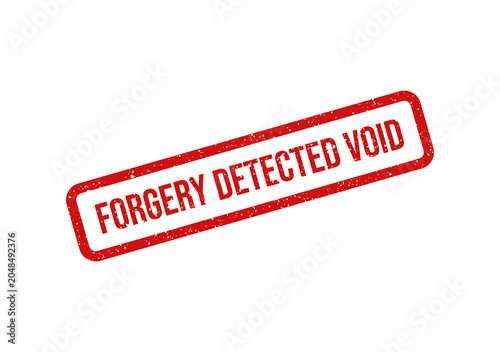 Red forgery detected void stamp on white background