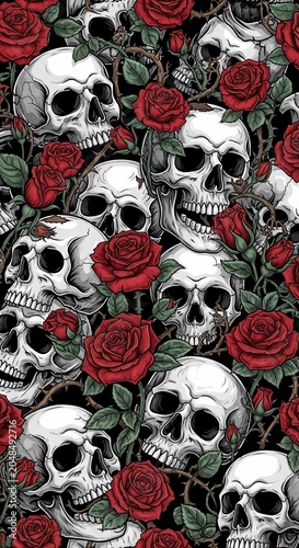 Crimson Blooms and Silent Watchers