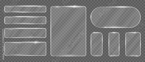 Foto 3d liquid glass effect rectangular frames set, Silver glow rectangles buttons bo