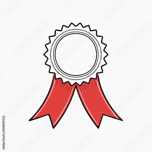 Red Ribbon Award Badge with Blank Center