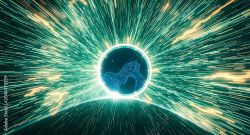 Green Hyperspace Jump Light Speed Tunnel