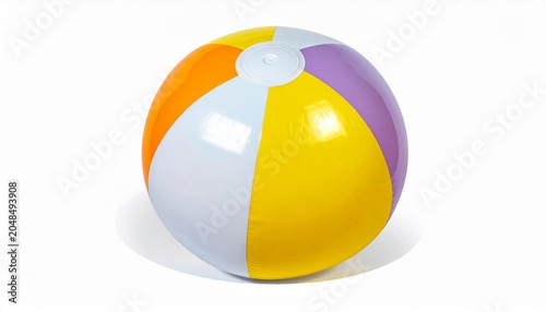 Vibrant beach ball on a white background, perfect for Summer Vacation and Travel fun