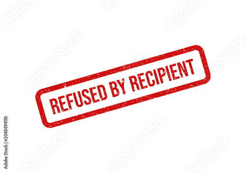 Foto Red refused by recipient stamp on white background