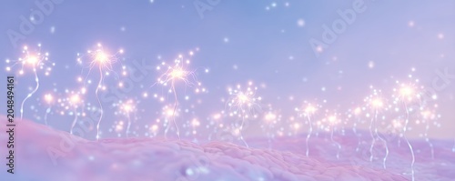 Brain Synapse Network in Abstract Neural Landscape with Glowing Connections and Dreamy Pastel Background
