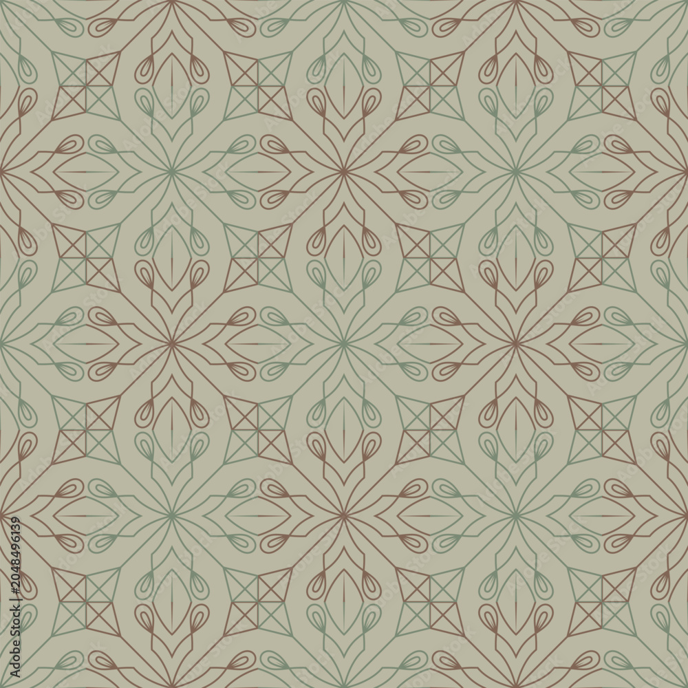 Fototapeta premium Vintage Geometric Ornament Seamless Vector Pattern Elegant Fabric Print