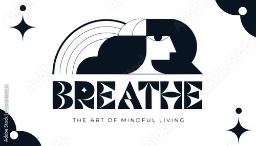 Mindful Living Concept Art: Woman's Profile with 