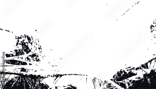 Abstract Black and White Mountain Landscape Silhouette