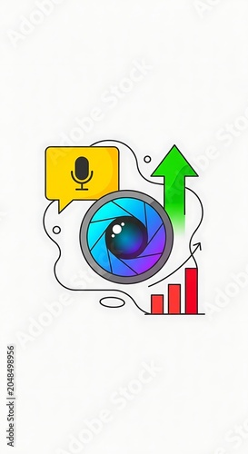Digital Media Content Performance and Growth Analytics Concept.