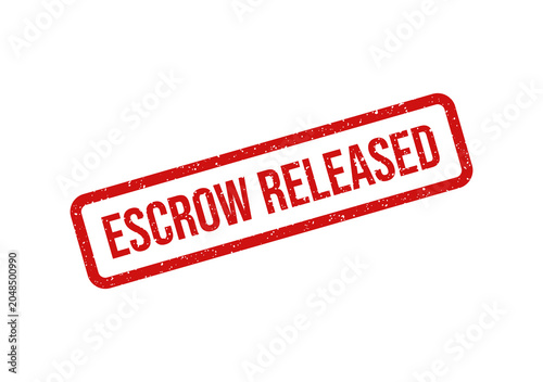 Quadro su tela Red stamp with escrow released text