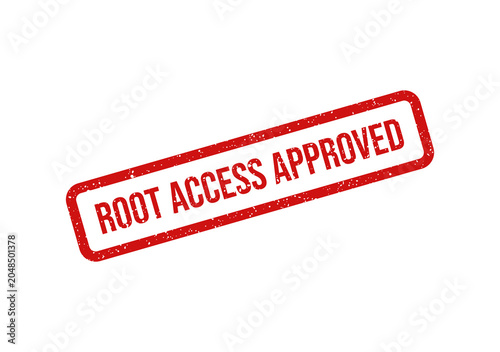 Φωτογραφία Red stamp with root access approved text